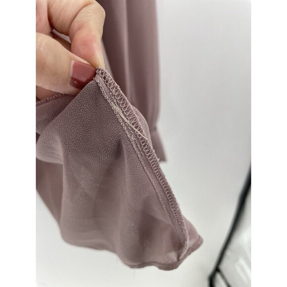 Soft Surroundings Plus Size Chloe Pleated Mauve Purple Sheer Blouse See Measure - Picture 9 of 12